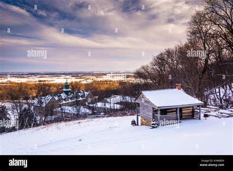 Winter View Of John Hughes Cabin And Mount St Marys University From