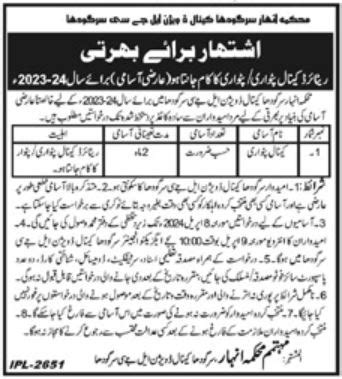 Sargodha Canal Division Ljc Jobs For Canal Patwari Job