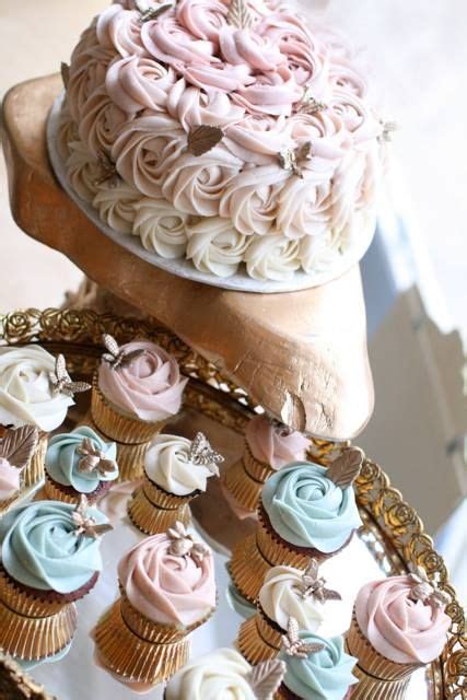 Antique Inspired Ombre Wedding Cake And Cupcakes By Starbird