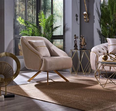 Lucas Living Room Armchair Beige At Futonland