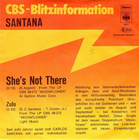 Santana Shes Not There 1977 Vinyl Discogs