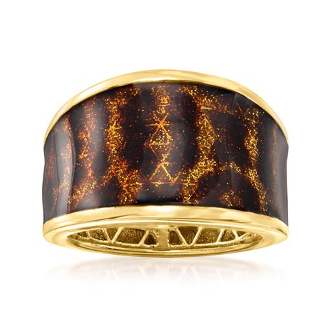 Italian Leopard Print Enamel Ring In Kt Gold Over Sterling Ross Simons