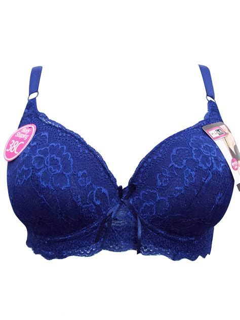 Hana Hana Blue Floral Lace Padded And Wired Full Cup Bra Size 38 To 48 C Cup