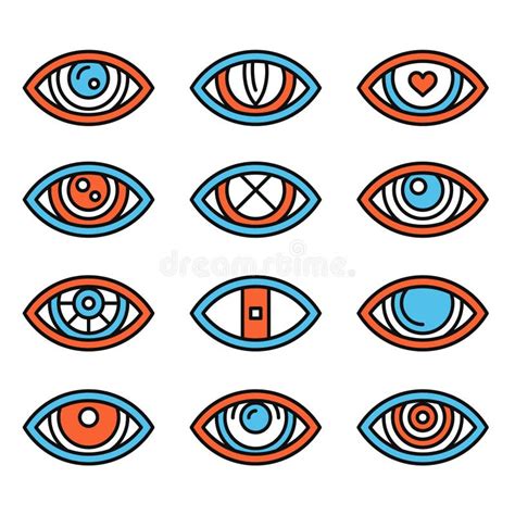 Eyes Icon Set On White Background Vector Stock Illustration