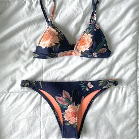 Triangl Neoprene Floral Print Bikini Set Only Depop