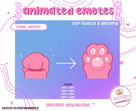 Pink Cute Cat Paw Wave Animated Emote Twitch Sub Badges Etsy