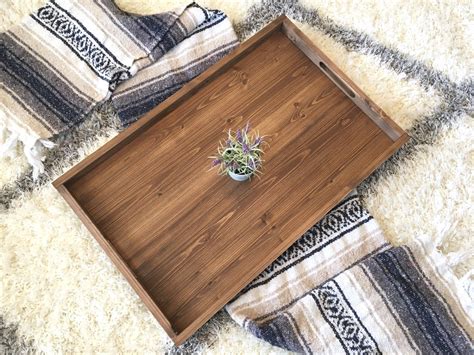 Rustic Wooden Ottoman Tray Coffee Table Tray Serving Tray Etsy