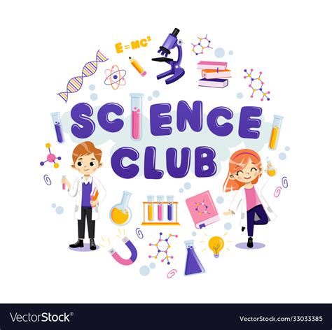 Two Young Characters With Science Club Equipment Vector Image