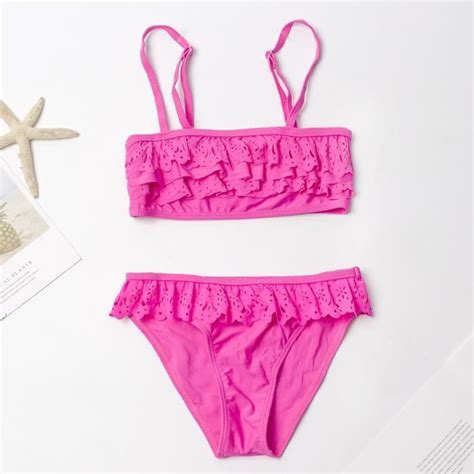 Maillot de bain Maillot de bain pour filles de 3 à 14 ans imprimé falbala bikini d été pour