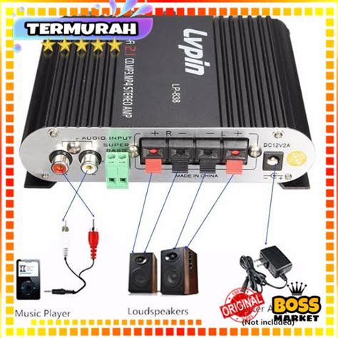 Jual Ampli Mini Hifi Stereo Power Amplifier Treble Bass Booster V