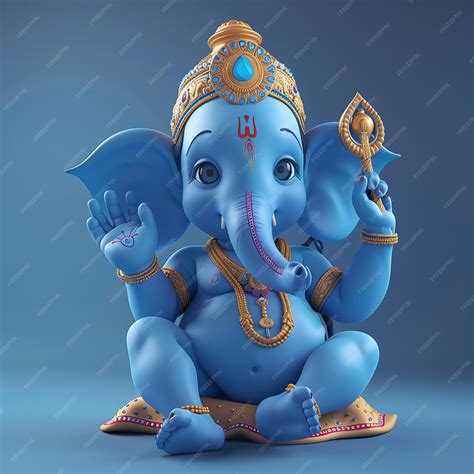 Cute Ganesha Sitting In A Simple Pose With A Pastel Color Background Premium Ai Generated Image