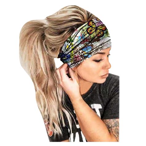 Pseurrlt Wocleiliy Yoga Headband Women Print Headband Elastic Head Wrap