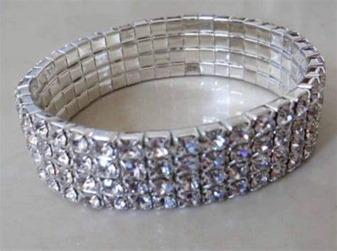 Row Stretch Bracelet Rhinestone Jewelry For Bodybuilding Competition Bikini Competition And