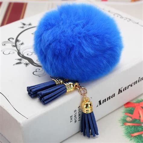 UK Porte Clé Pompon Boule Frange Clef Fourrure Poil Faux Décor Sac