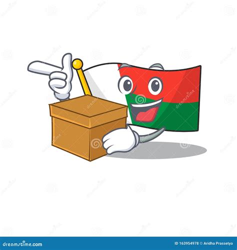 Flag Madagascar Cartoon with in with Bring Box Character Stock Vector