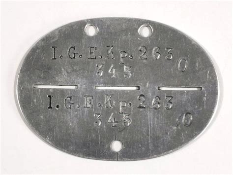 Erkennungsmarke Wehrmacht aus Aluminium eines Angehörigen I G E Kp