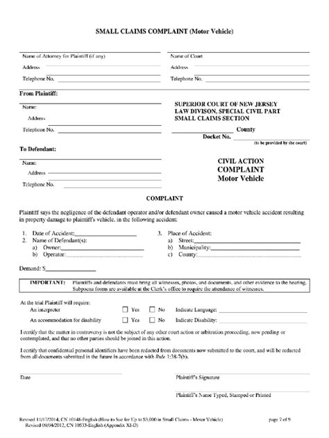 Small Claims Court Nj S 2014 2025 Form Fill Out And Sign Printable