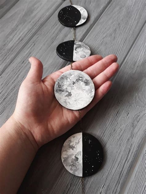 Moon Phase Wall Hanging Moon Garland Lunar Phases Moon Wall Etsy Uk