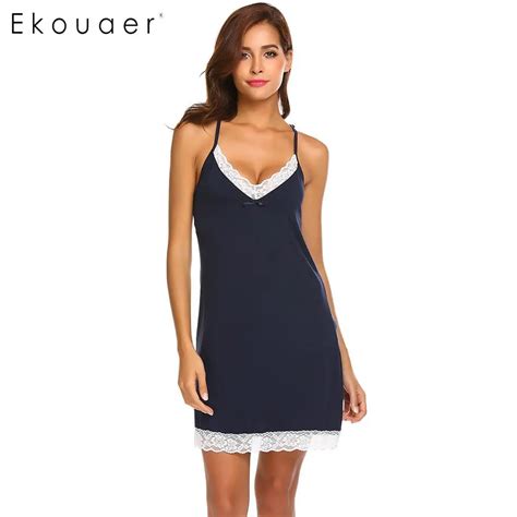 Buy Ekouaer Women Nightgown Chemise Sleepwear Sexy V