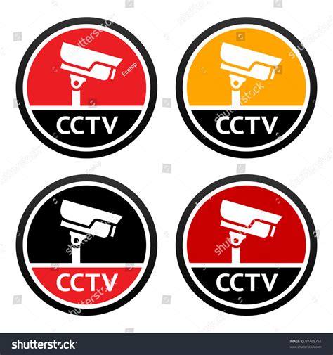 Cctv Pictogram Set Sign Security Camera Stock Vector Illustration