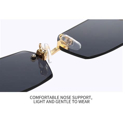 Y2k Rimless Rectangle Sunglasses Uv400 Eyewear Trendy Shades For Women And Men Ebay