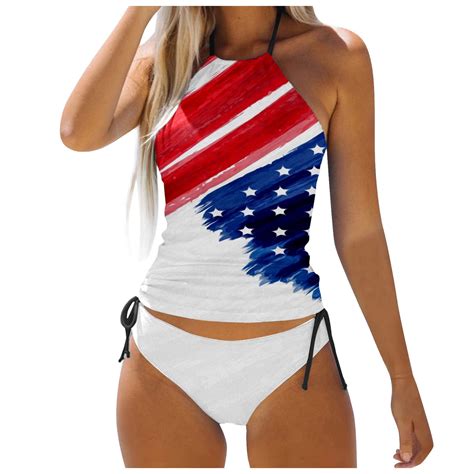 RATTOYY Women S Triangle Bikini Set Flag Independence Day Split