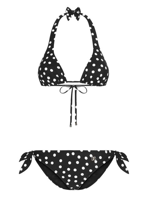 Dolce And Gabbana Polka Dot Print Triangle Bikini Set Farfetch