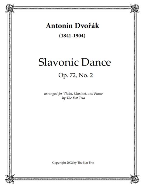 Antonin Dvorak – Slavonic Dance Op.72, No.2 – The Kat Trio