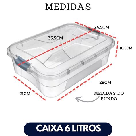 Kit Caixas Organizadoras Transparente Litros Pote Travas