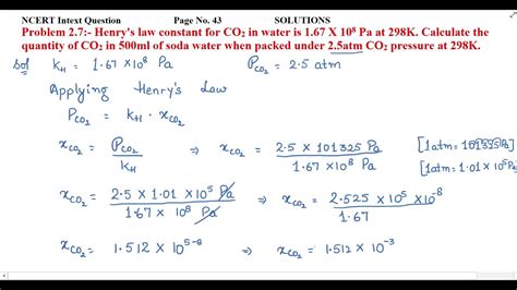 Henry S Law Constant For CO2 In Water Is 1 67 X 10 8 Pa At 298K