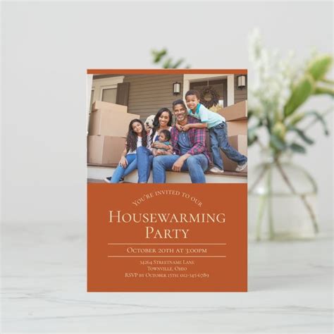 Modern Photo Orange Housewarming Invitation House Warming Invitations