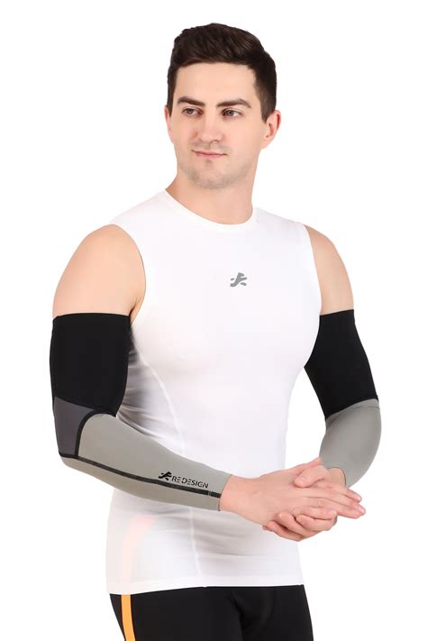 Nylon Compression Arm Sleeves For Men And Women Black Redesign Sports