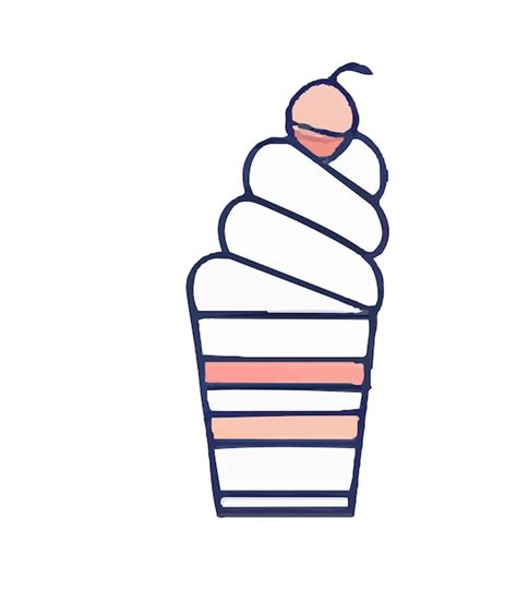 Un Cono De Helado Rosa Y Blanco Con Una Cereza Encima Vector Premium