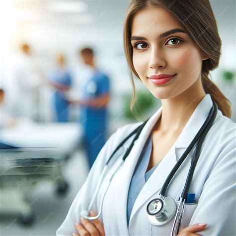 Premium Photo Portrait Of Beautiful Mature Female Doctor In White Coat With Stethoscope Waist Up