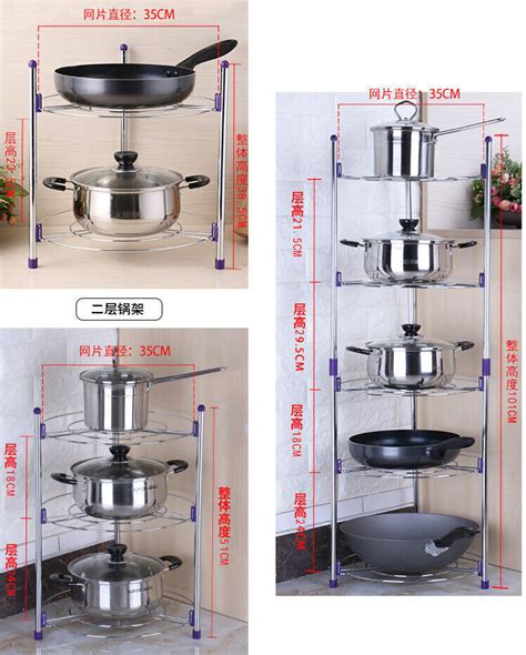 Tiers Saucepan Frying Pan Pot Storage Rack Shelf Stand Kitchen