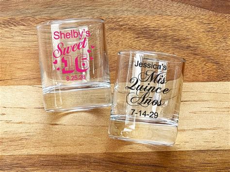 Set Of Sweet Or Quince Anos Personalized Votive Holder Shot Glass