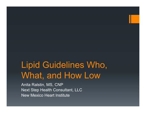 Pdf Lipid Guidelines Who What And How 4 26 18 · Lipid Guidelines