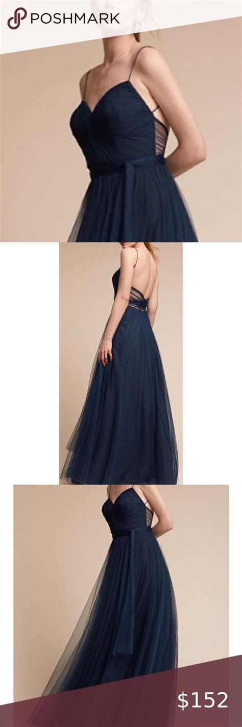 Bhldn X Watters Tinsley Navy Blue Tulle Gown Blue Tulle Gown Blue