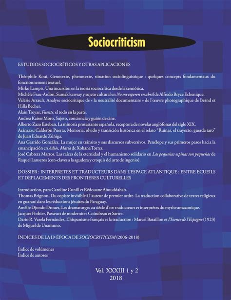 La revista Sociocriticism y la teoría sociocrítica de Edmond Cros