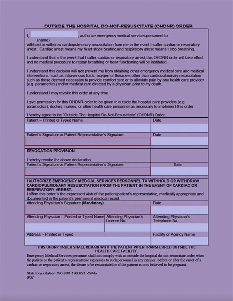 Printable Do Not Resuscitate Form Missouri Printable Forms Free Online