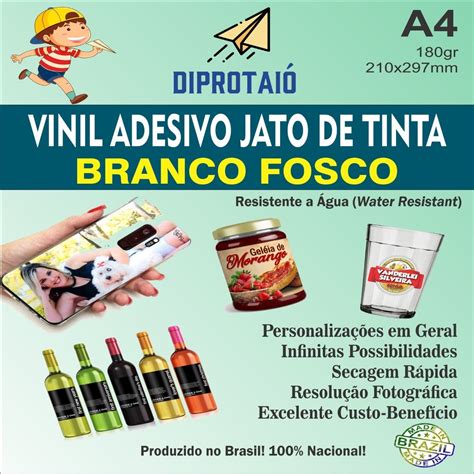 10 Adesivo Vinil Branco Fosco Jato De Tinta Prova D água A4