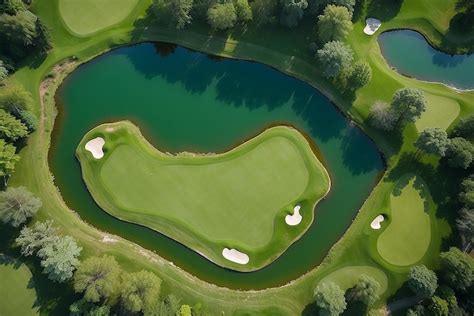 Premium Photo Overhead View Of A Green Golf Course