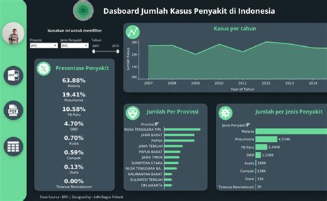 workbook modern dashboard jumlah kasus penyakit indonesia