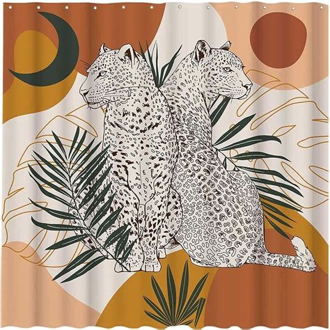 Chic Moonlit Leopards A Minimalist Boho Shower Curtain With Modern