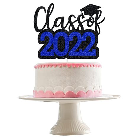 Buy Class Of 2022 Cake Topper Blue Black Glitter Graduation Cake