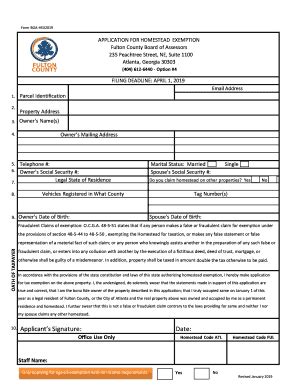 Form Ga Application For Basic Homestead Exemption Fulton