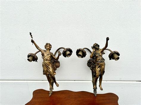 Wall Lamps Brass Spelter Early Th Century Catawiki