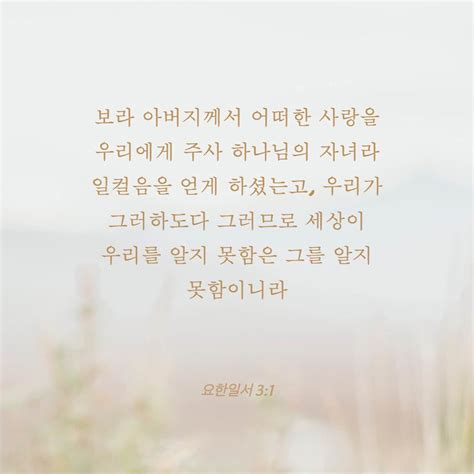 요한일서 31 3 보라 아버지께서 어떠한 사랑을 우리에게 주사 하나님의 자녀라 일컬음을 얻게 하셨는고 우리가 그러하도다