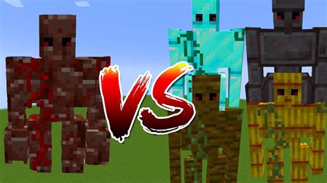 Ancient Debris Golem Vs All Golems Mob Battle In Minecraft Youtube