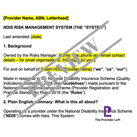 Ndis Risk Assessment Template Winning Templates